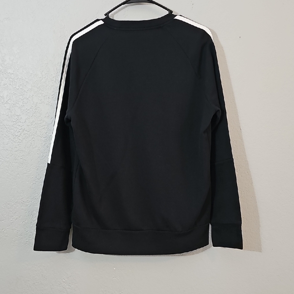 Adidas Crewneck Sweatshirt Black with White Stripes Womens Large Long Sleeve - Picture 7 of 8